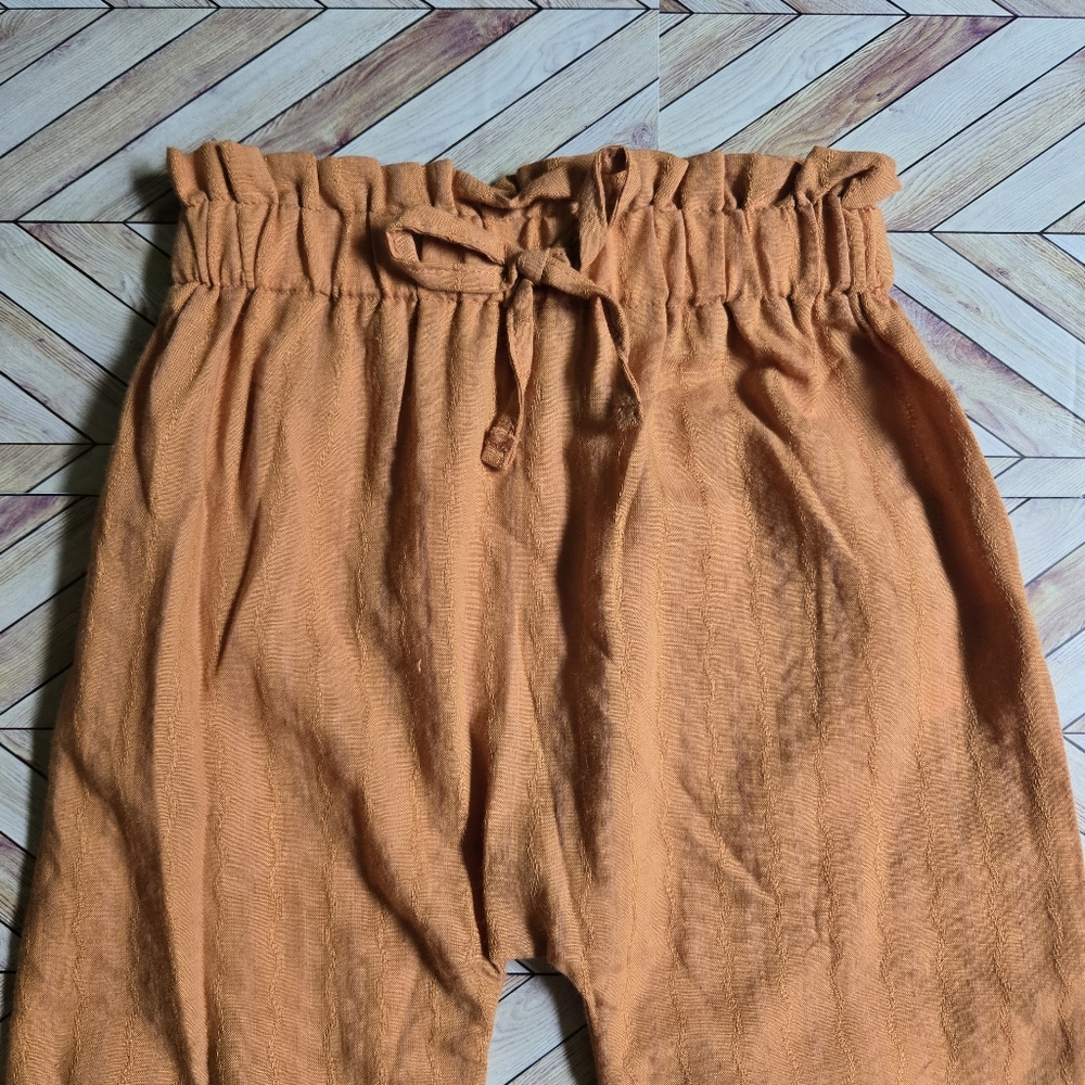 Boho Linen-Blend Paperbag Waist Joggers Ruffle Harem Pants Baby Boy Girl 12-18M - Picture 3 of 7